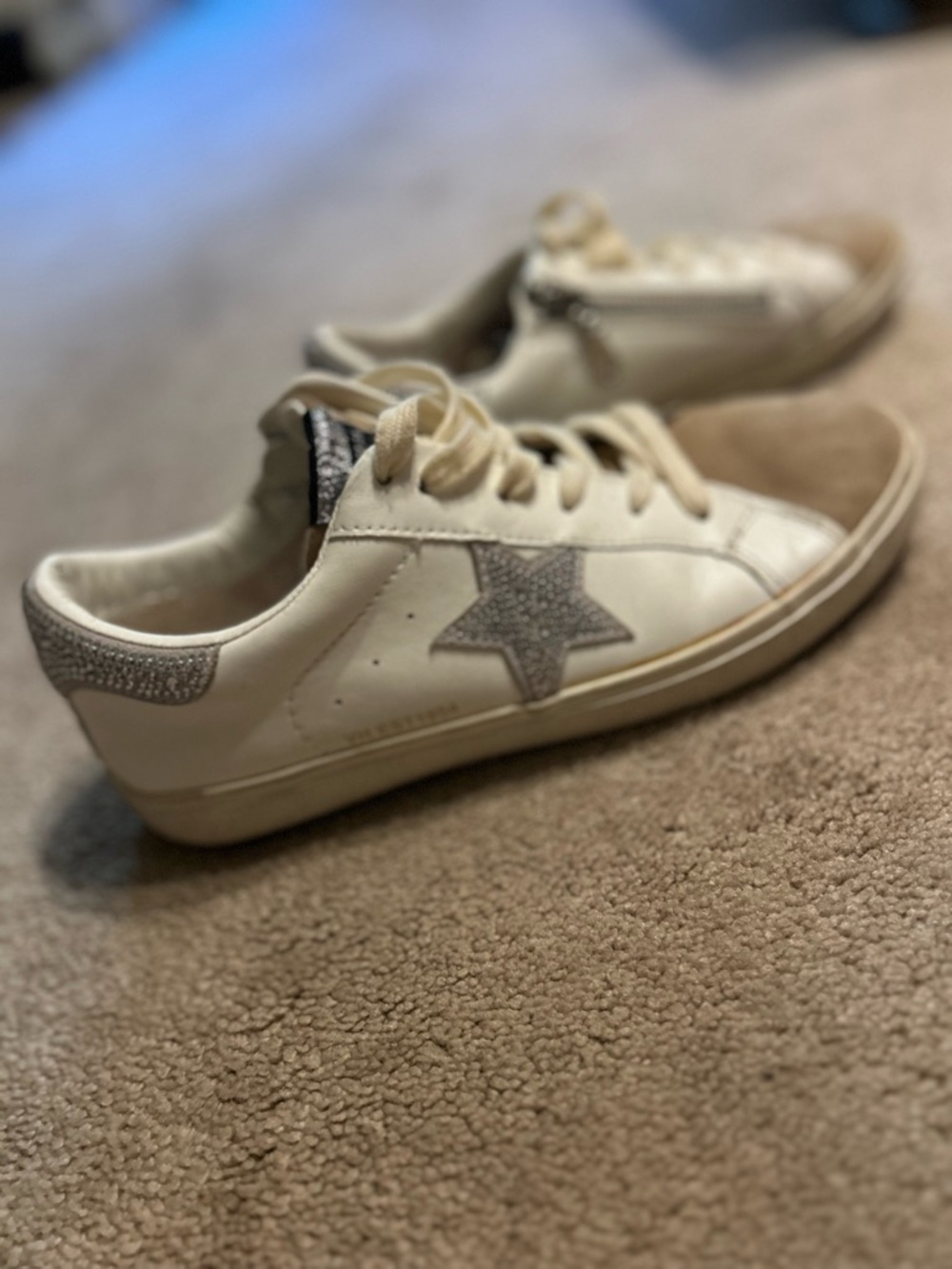 Vintage Havana Jenna White Camel Star Sneakers Rhinestone Zip 8 - Picture 3 of 12